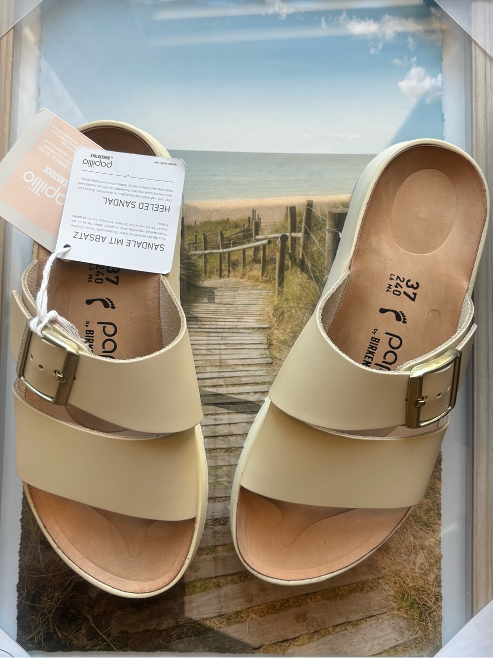 Birkenstock Papillio Almina Leather Platform Sandal Buckle Slides Sandals 37 39 - Picture 2 of 13